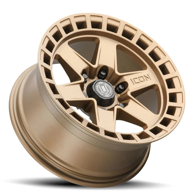 17x8.5 Icon Alloys Raider Satin Brass Wheel 6x5.5 Bolt Pattern 0mm Offset