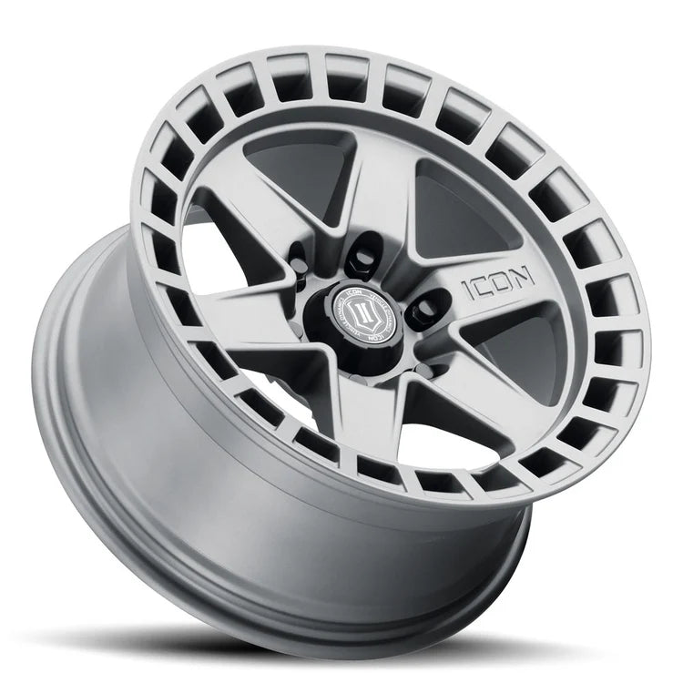 17x8.5 Icon Alloys Raider Titanium Wheel 6x5.5 Bolt Pattern 0mm Offset