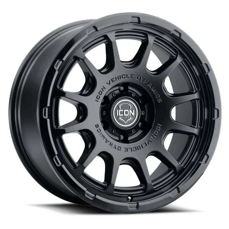 17x8.5 Icon Alloys Rancho Double Black Wheel 6x5.5 Bolt Pattern 25mm Offset