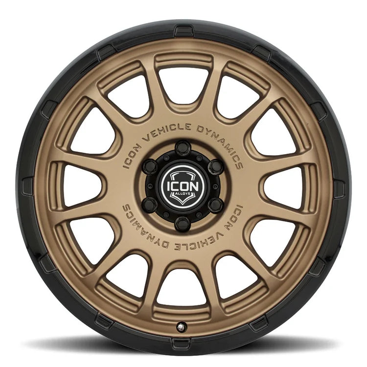 17x8.5 Icon Alloys Rancho Satin Bronze W/Gloss Black Lip Wheel 6x5.5 Bolt Pattern 25mm Offset