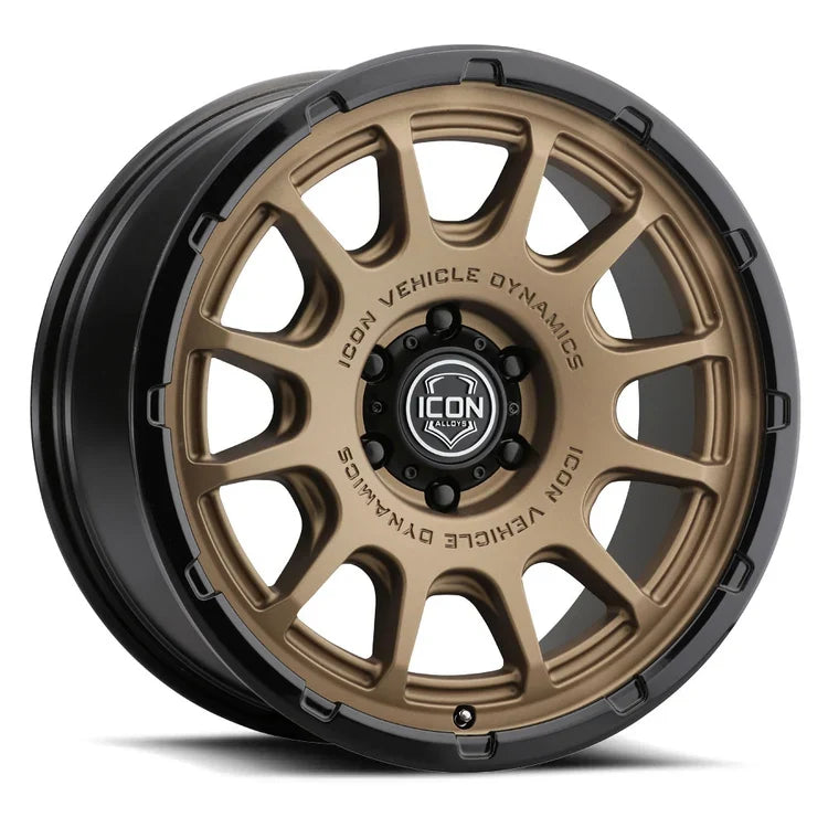 17x8.5 Icon Alloys Rancho Satin Bronze W/Gloss Black Lip Wheel 6x5.5 Bolt Pattern 25mm Offset
