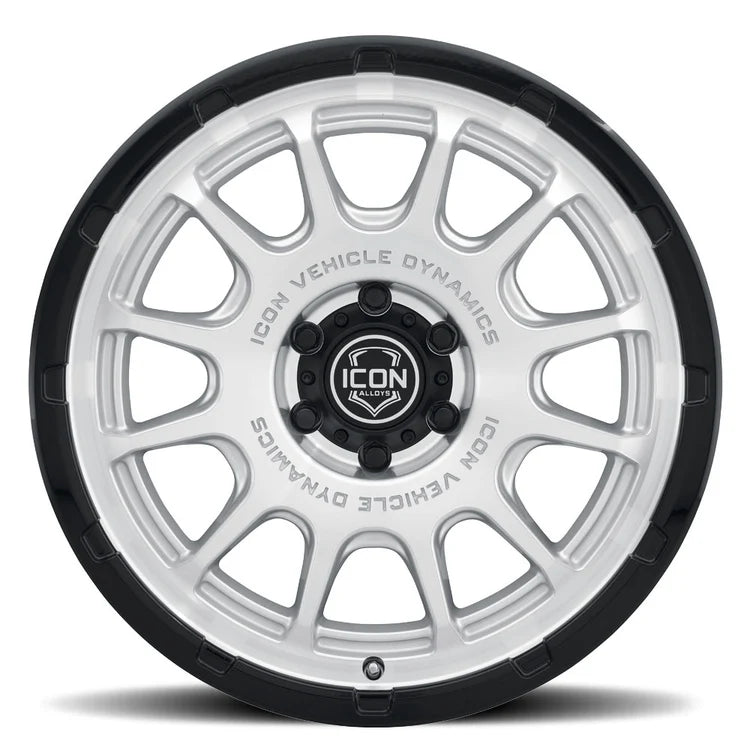 17x8.5 Icon Alloys Rancho Silver Machined W/Gloss Black Lip Wheel 6x5.5 Bolt Pattern 0mm Offset