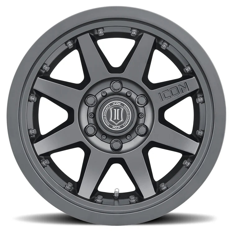 17x8.5 Icon Alloys Rebound Pro Satin Black Wheel 6x5.5 Bolt Pattern 0mm Offset