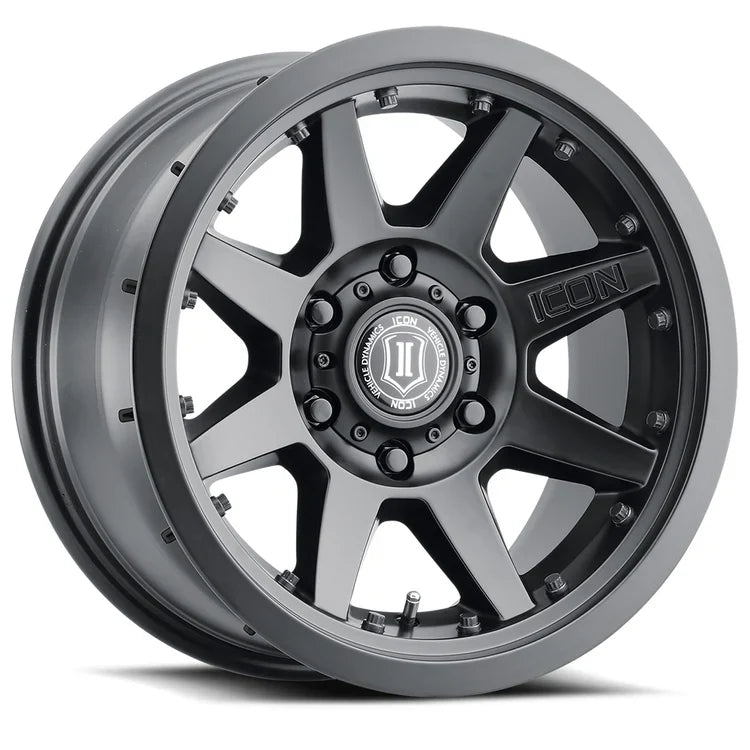 17x8.5 Icon Alloys Rebound Pro Satin Black Wheel 6x5.5 Bolt Pattern 0mm Offset