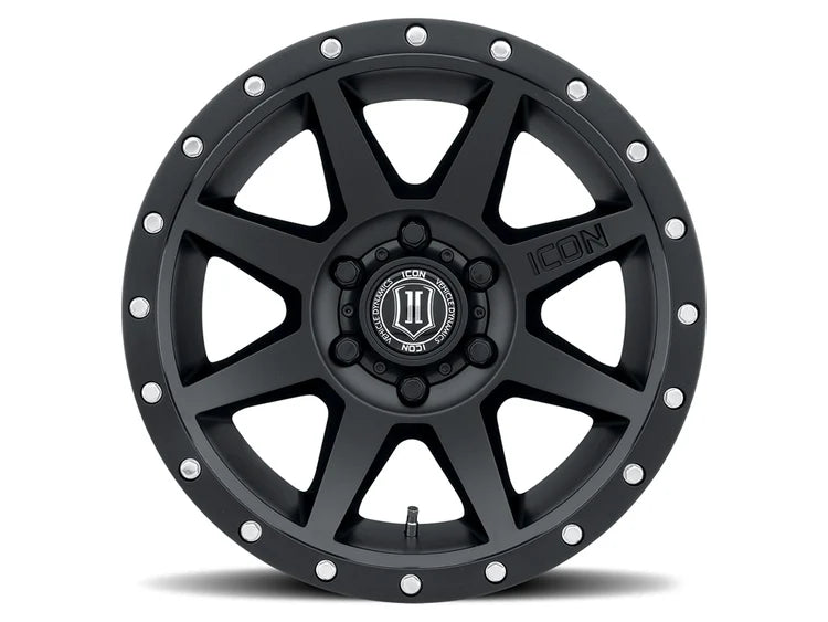 18x9 Icon Alloys Rebound Satin Black Wheel 6x5.5 Bolt Pattern 0mm Offset