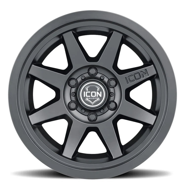 17x8.5  Icon Alloys Rebound SLX Satin Black Wheel 6x5.5 Bolt Pattern 25mm Offset