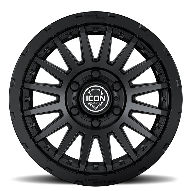 17x8.5 Icon Alloys Recon Pro Satin Black Wheel 6x5.5 Bolt Pattern 0mm Offset