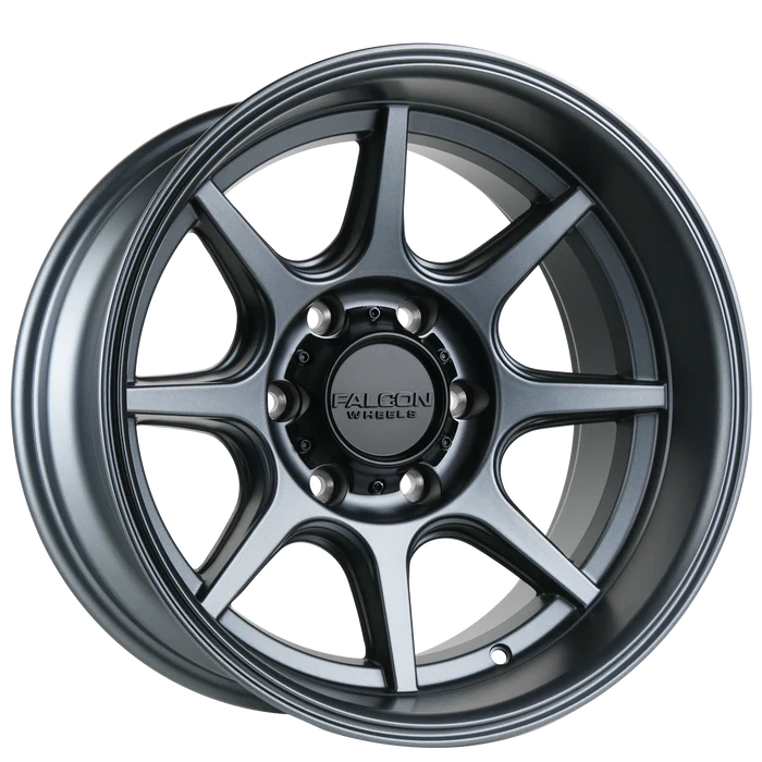 17x9 Falcon Wheels T8 Seeker Full Matte Gunmetal Wheel 6x5.5 Bolt Pattern -38mm Offset