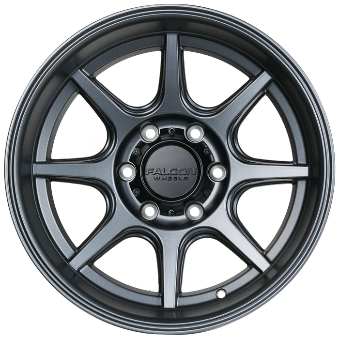 17x9 Falcon Wheels T8 Seeker Full Matte Gunmetal Wheel 6x5.5 Bolt Pattern -38mm Offset