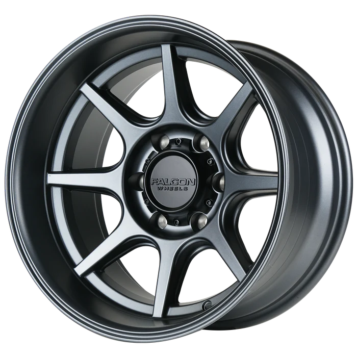 17x9 Falcon Wheels T8 Seeker Full Matte Gunmetal Wheel 6x5.5 Bolt Pattern -38mm Offset
