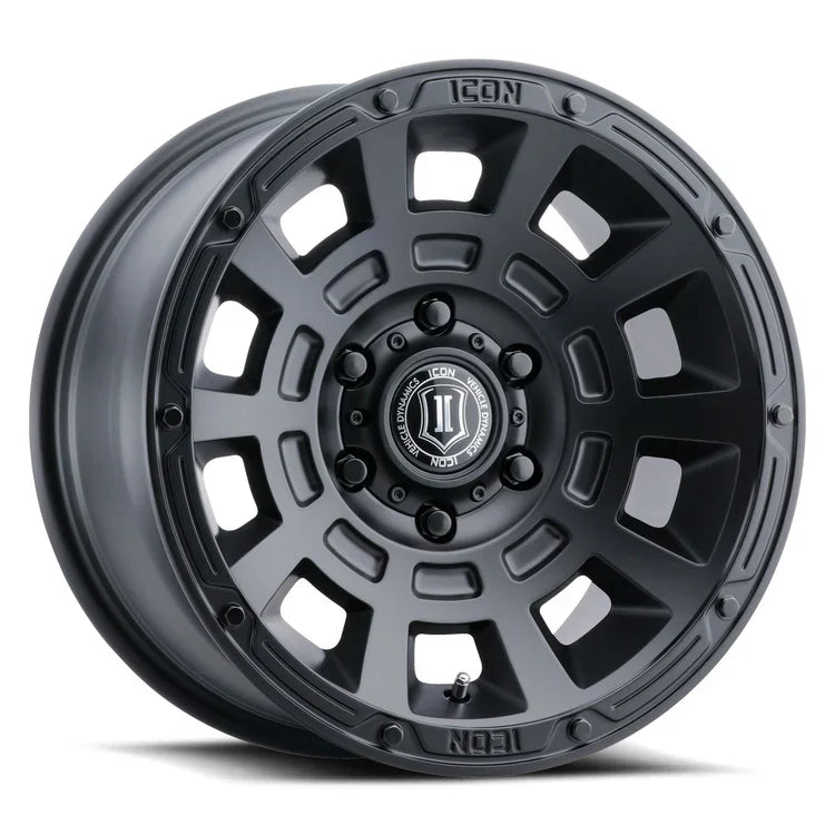 17x8.5 Icon Alloys Thrust Satin Black Wheel 6x5.5 Bolt Pattern 0mm Offset