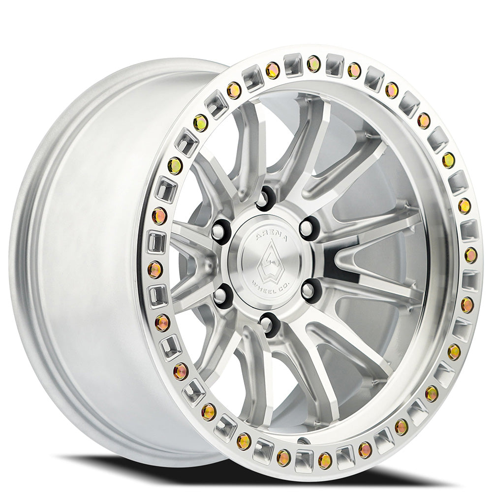 17x9 Arena A108 Trophy Gloss Silver Machined Wheel 6x5.5 Bolt Pattern 1mm Offset
