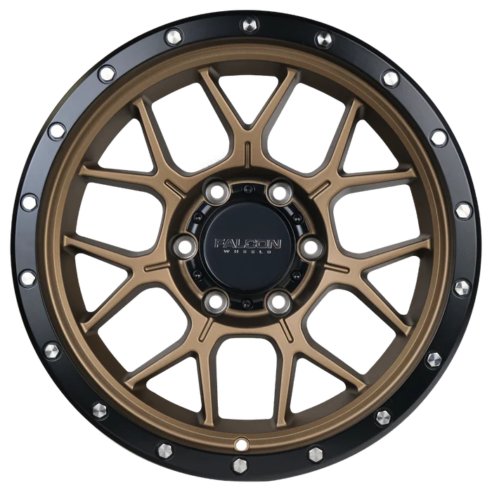 17x9 Falcon Wheels TX Titan Matte Bronze W/Matte Black Ring Wheel 6x5.5 Bolt Pattern -12mm Offset