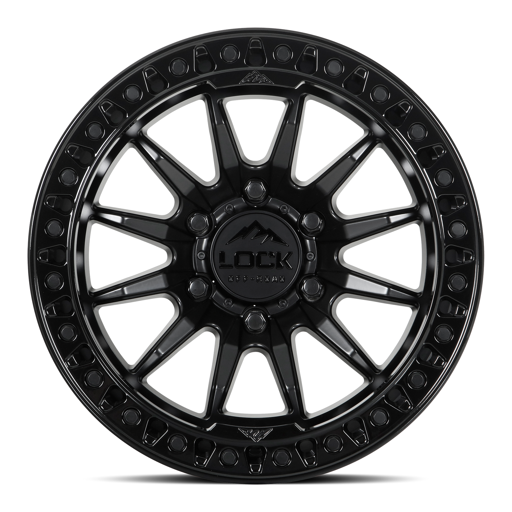 20x9 lock off-road trail matte black w gloss black ring wheel 6x5.5 bolt pattern 20mm offset