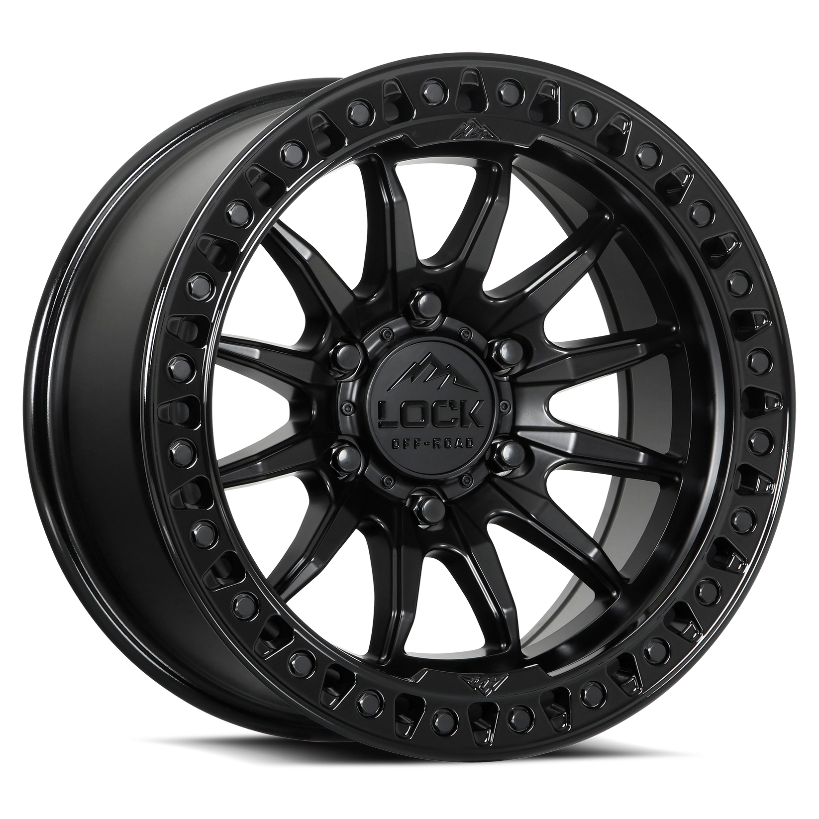 20x9 lock off-road trail matte black w gloss black ring wheel 6x5.5 bolt pattern 20mm offset