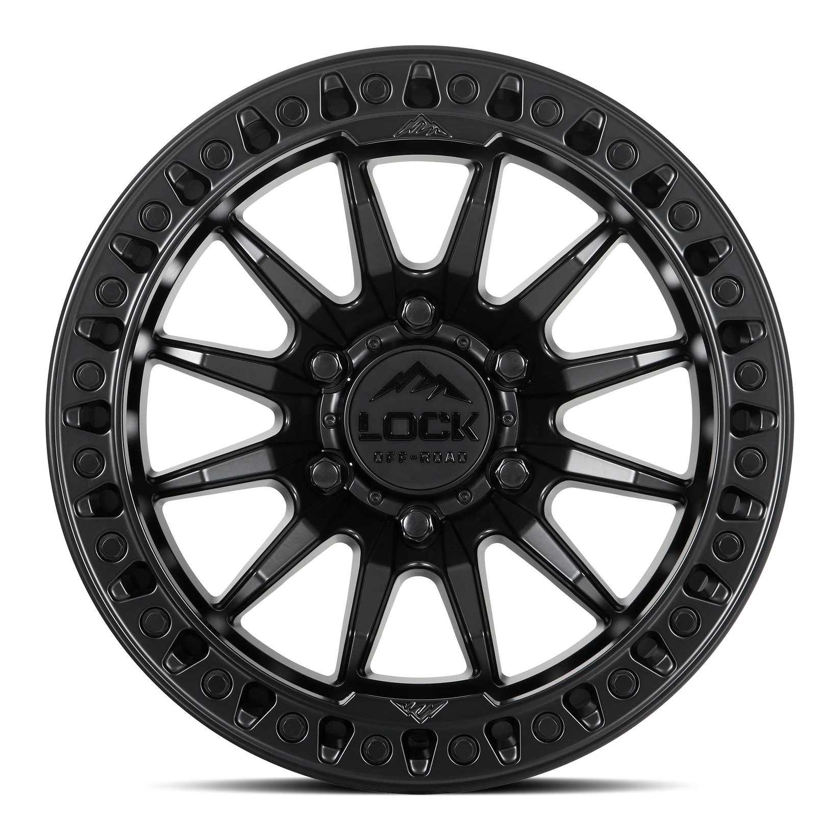 20x9 lock off-road trail matte black w matte black ring wheel 6x5.5 bolt pattern 1mm offset