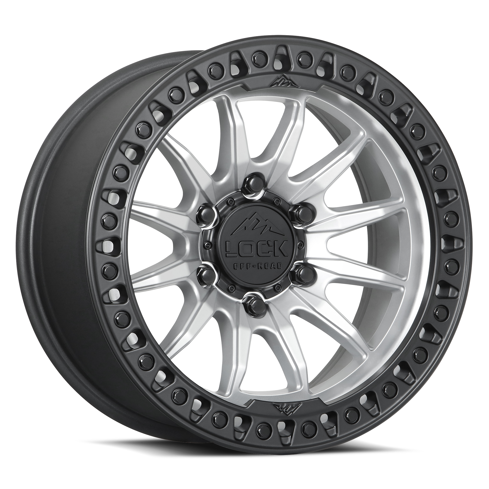 17x9 lock off-road trail matte silver w matte black ring wheel 6x5.5 bolt pattern 1mm offset