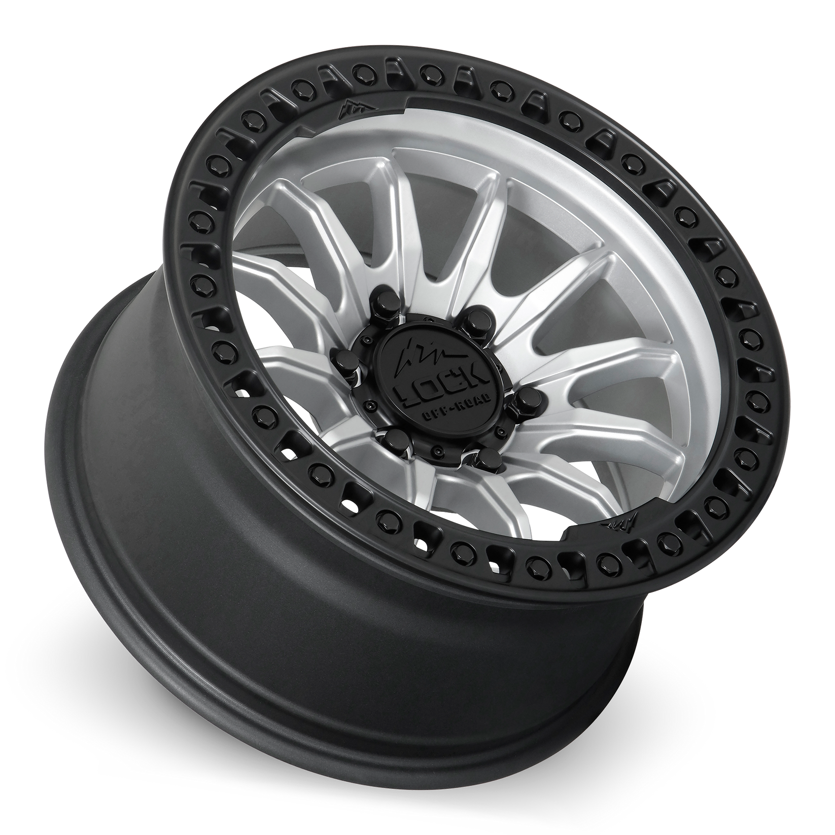 17x9 lock off-road trail matte silver w matte black ring wheel 6x5.5 bolt pattern 1mm offset