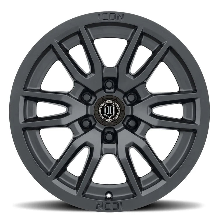 17x8.5 Icon Alloys Vector 6 Satin Black Wheel 6x5.5 Bolt Pattern 25mm Offset