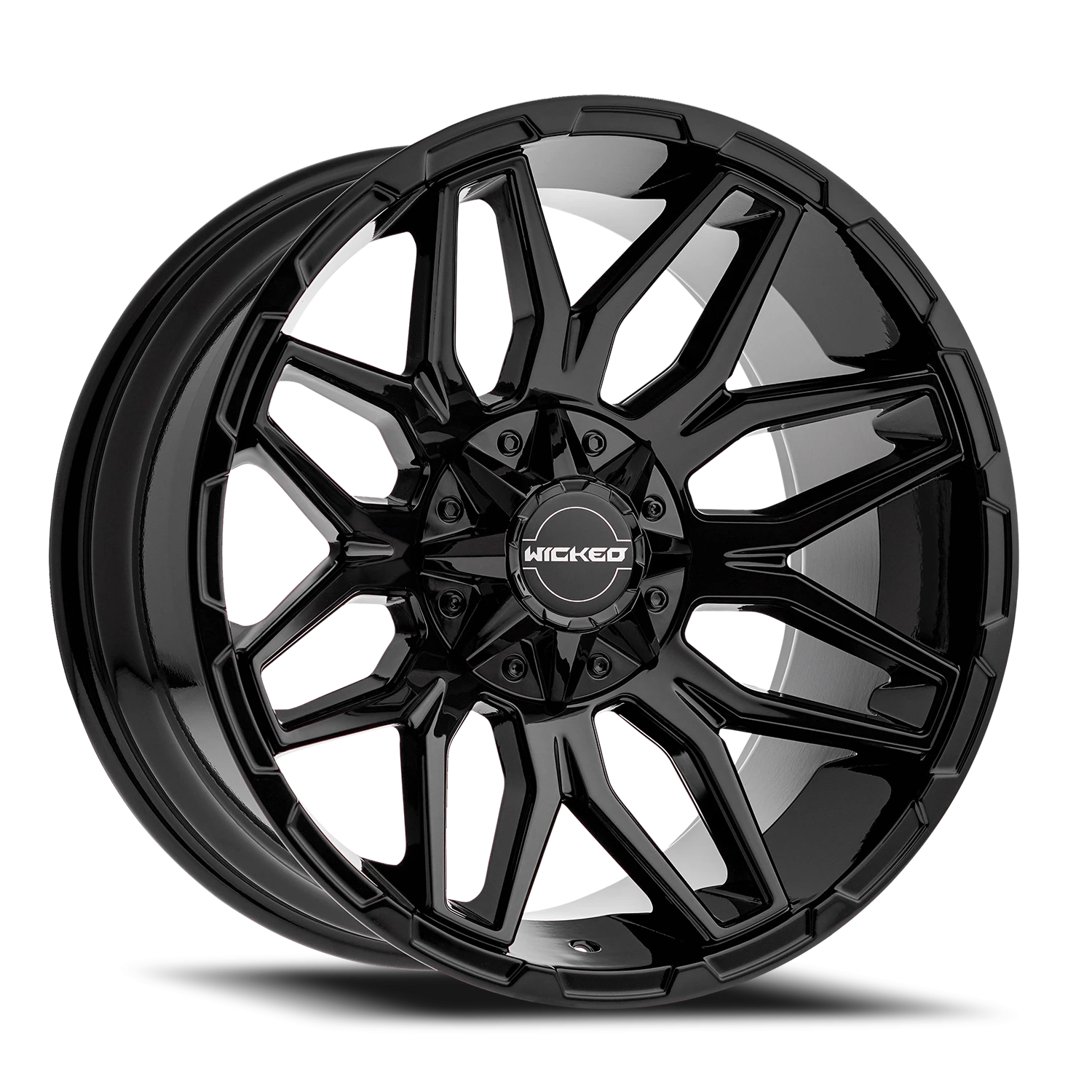 20x10 Wicked Off-Road W825 Gloss Black Wheel 6x5.5 Bolt Pattern -18mm Offset