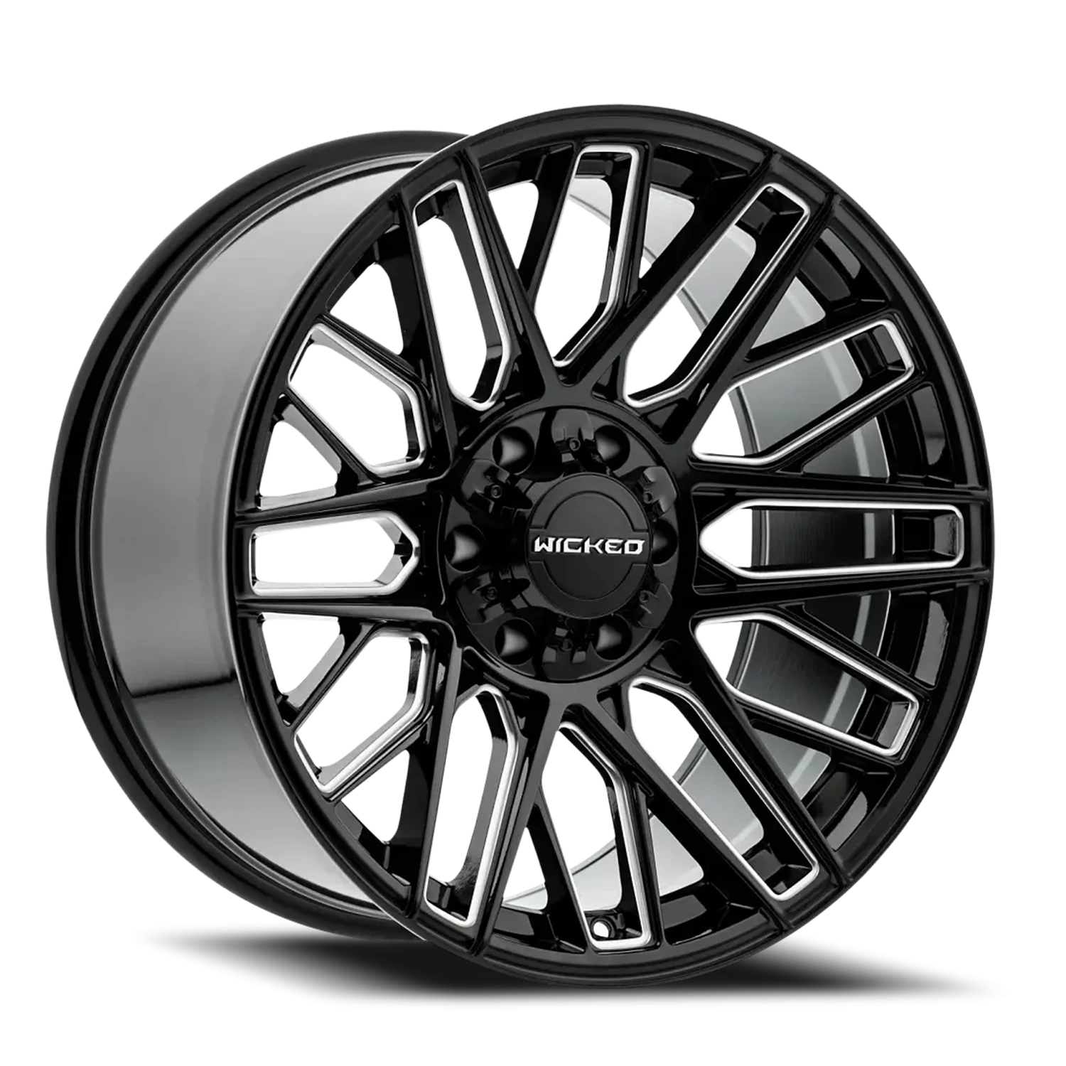 20x10 Wicked Off-Road W945 Gloss Black Milled Wheel 6x5.5 Bolt Pattern -19mm Offset
