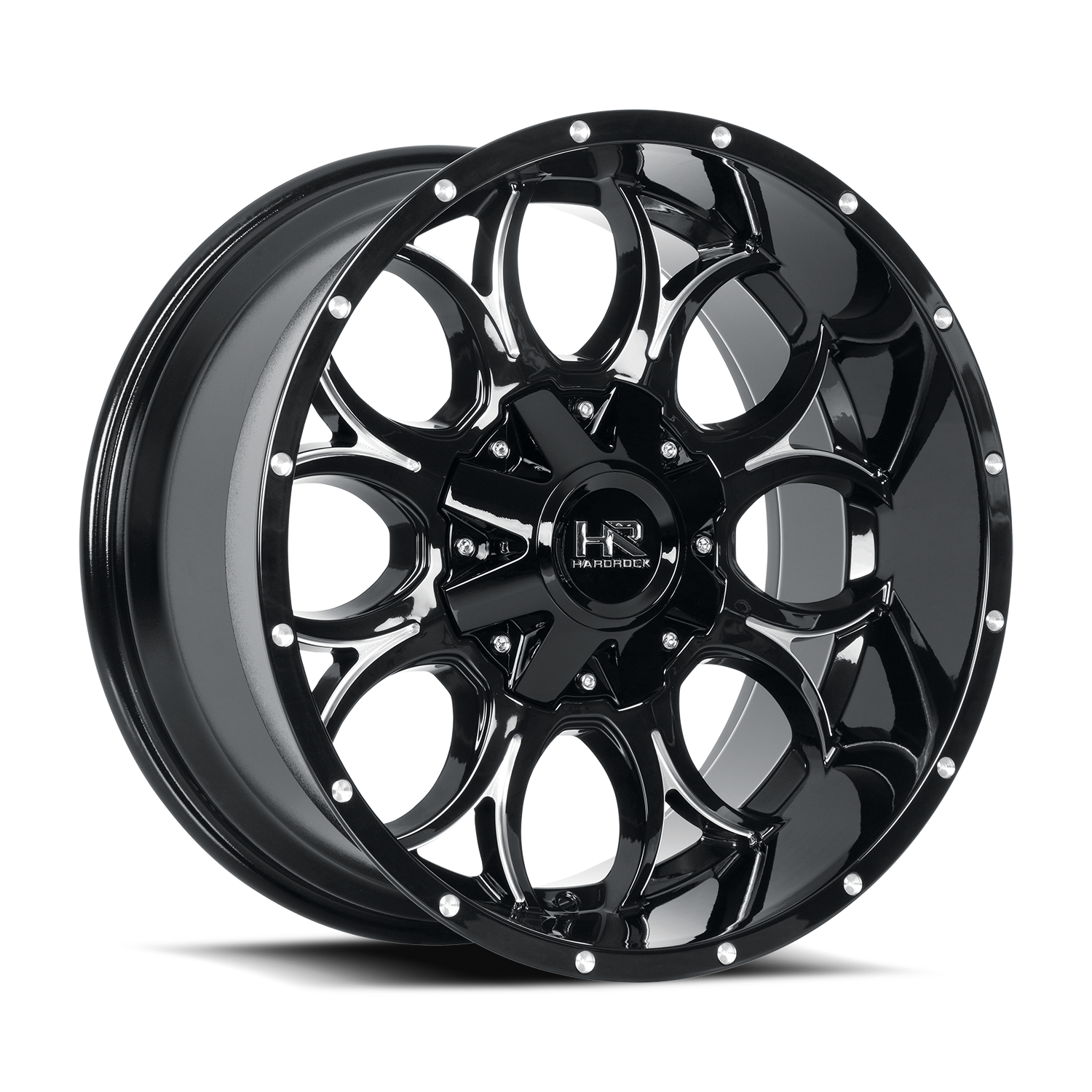 22x10 Hardrock H713 Horseshoe Blk Milled Wheel 6x5.5 Bolt Pattern -25mm Offset