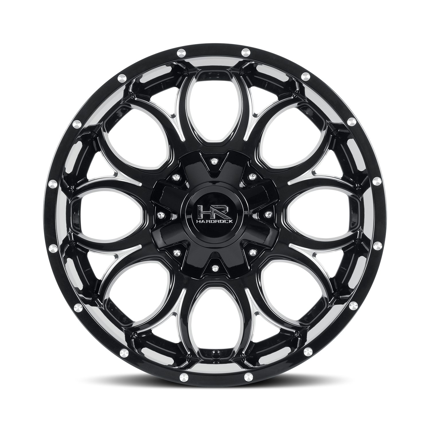 20x9 Hardrock H713 Horseshoe Blk Milled Wheel 6x5.5 Bolt Pattern 0mm Offset