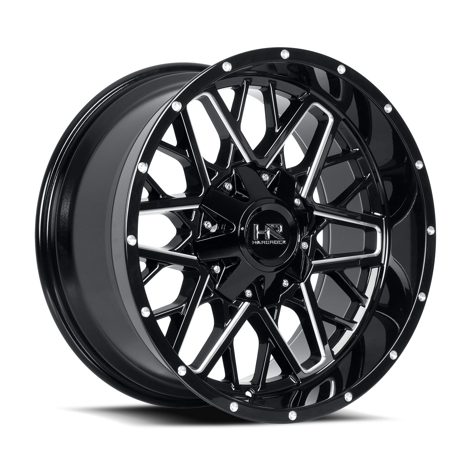 20x10 Hardrock H714 Bomber Blk Milled Wheel 6x5.5 Bolt Pattern -19mm Offset