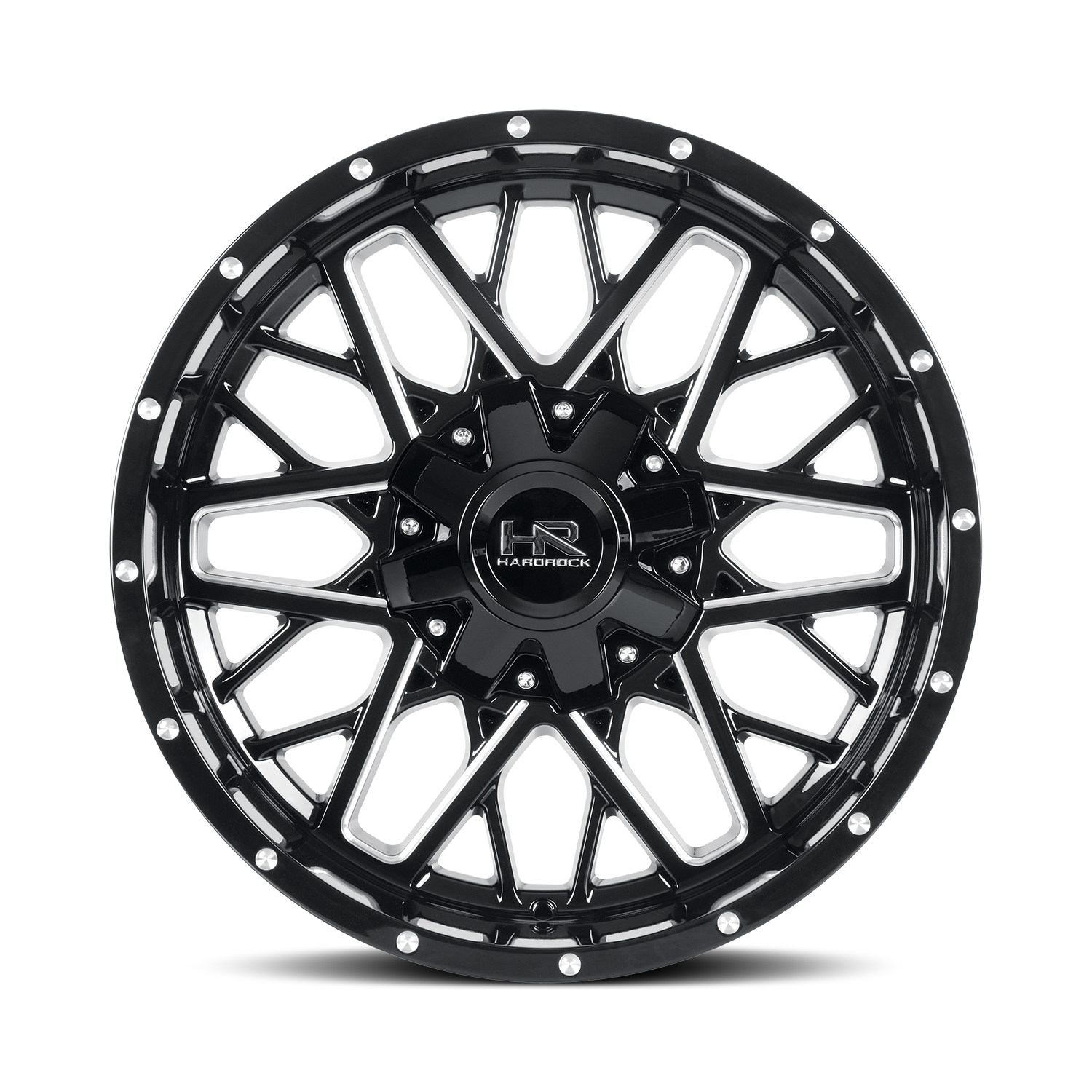 20x10 Hardrock H714 Bomber Blk Milled Wheel 6x5.5 Bolt Pattern -19mm Offset