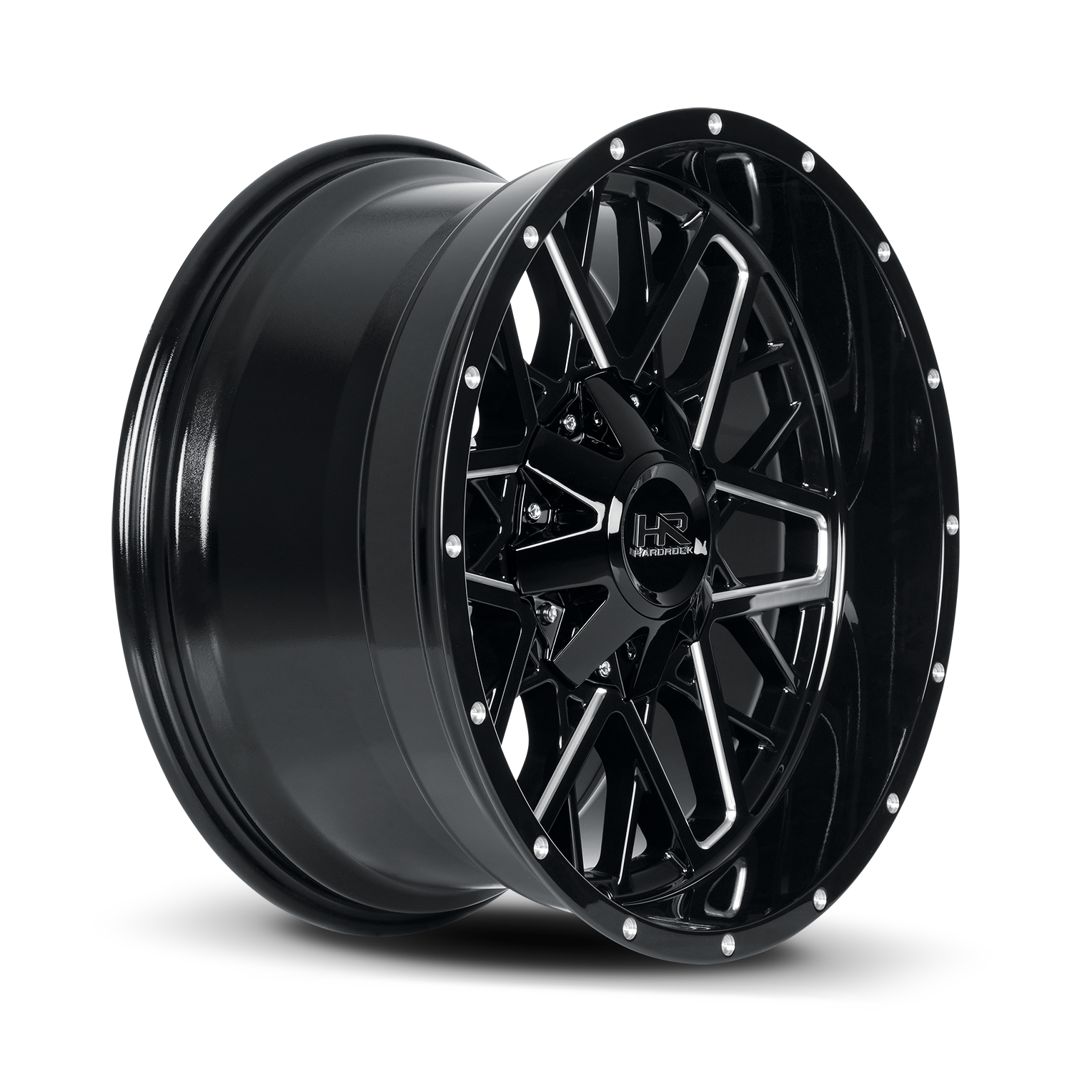 20x12 Hardrock H714 Bomber Blk Milled Wheel 6x5.5 Bolt Pattern -51mm Offset