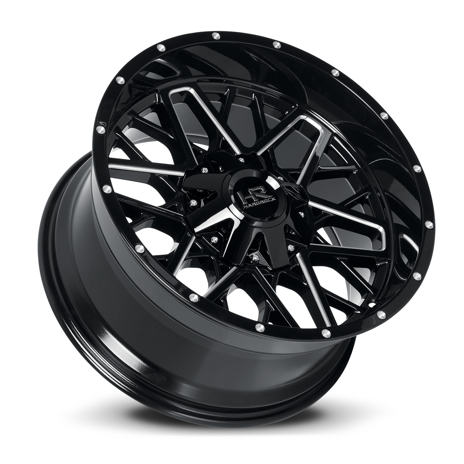 20x9 Hardrock H714 Bomber Gloss Black Milled Wheel 6x5.5 Bolt Pattern 0mm Offset