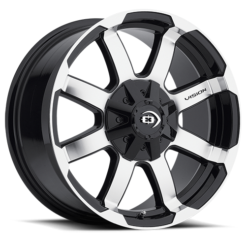 17x8.5 Vision 413 Valor Gloss Black Machined Face Wheel 5x4.5 Bolt Pattern 18mm Offset