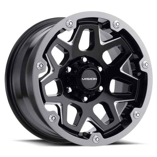18x9 Vision 416 Se7en Gloss Black Milled Spoke Wheel 5x4.5 Bolt Pattern 12mm Offset