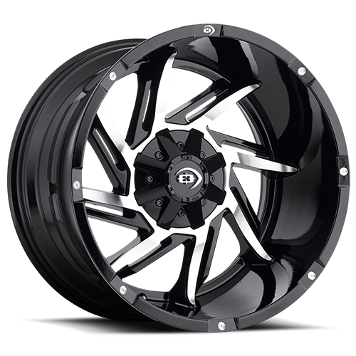 20x12 Vision 422 Prowler Gloss Black Machined Face Wheel 6x5.5 Bolt Pattern -51mm Offset
